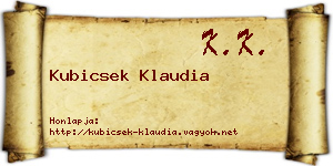 Kubicsek Klaudia névjegykártya